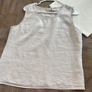 L.L. Bean Women's Linen Scoop Neck Tank - Taupe Brown
